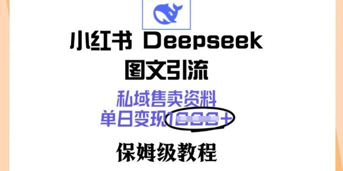 小红书Deepseek图文引流，私域售卖资料，单日变现多张，保姆级教程-智富思维学堂