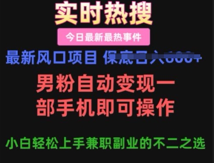 最新风口项目，男粉自动变现，一部手机即可操作，小白轻松上手，兼职副业的不二之选【揭秘】-智富思维学堂