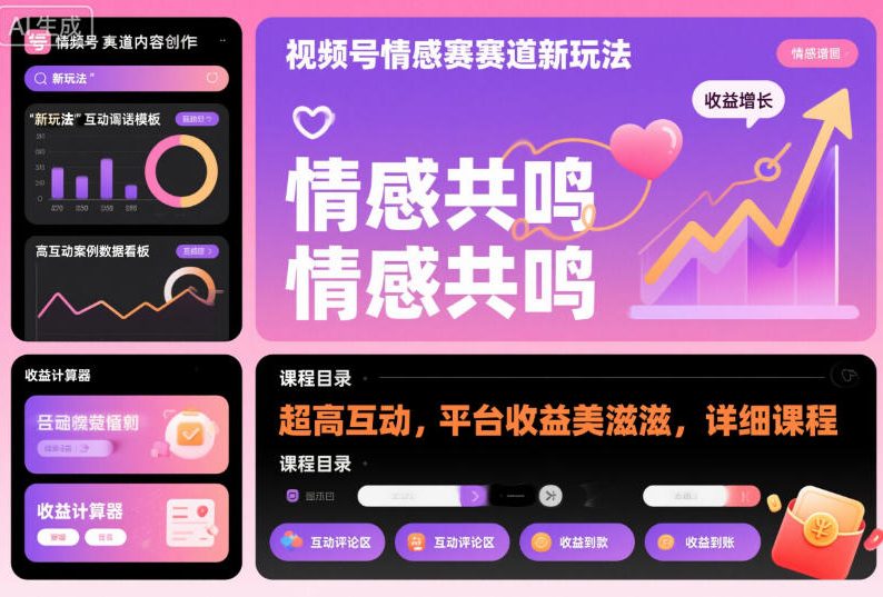 视频号情感赛道新玩法，超高互动，平台收益美滋滋，详细课程-智富思维学堂