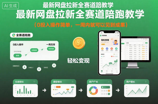 最新网盘拉新全赛道陪跑教学，0投入操作简单，一周内就可以见到成果-智富思维学堂