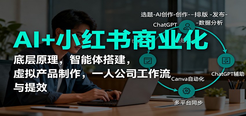 AI+小红书商业化，底层原理，智能体搭建，虚拟产品制作，一人公司工作流与提效-智富思维学堂