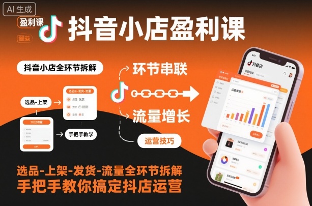 抖音小店盈利课-选品-上架-发货-流量全环节拆解,手把手教你搞定抖店运营-智富思维学堂