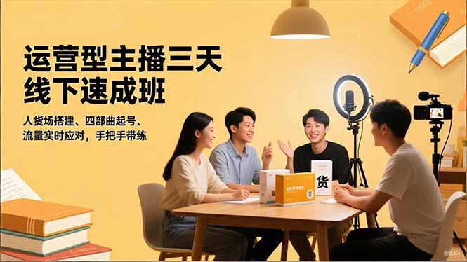 运营型主播三天线下班，人货场搭建,四部曲起号,流量实时应对，手把手带练-智富思维学堂