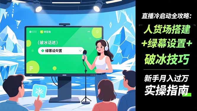 直播冷启动全攻略:人货场搭建+绿幕设置+破冰技巧,新手月入过万实操指南-智富思维学堂