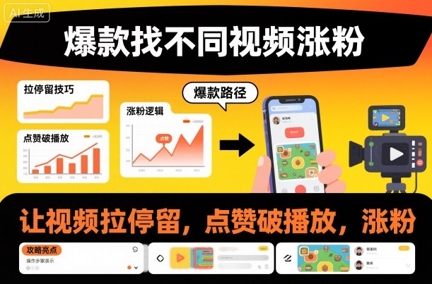 爆款找不同视频涨粉，让视频拉停留，实现点赞，破播放，涨粉-智富思维学堂