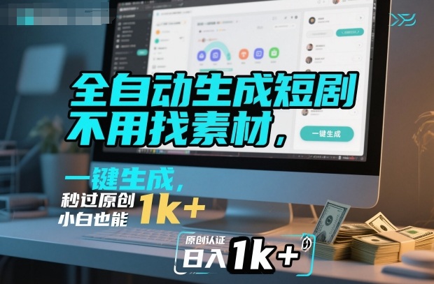 全自动生成短剧，不用找素材，不用剪辑，一键生成，秒过原创，小白也能轻松日入1k+【揭秘】-智富思维学堂