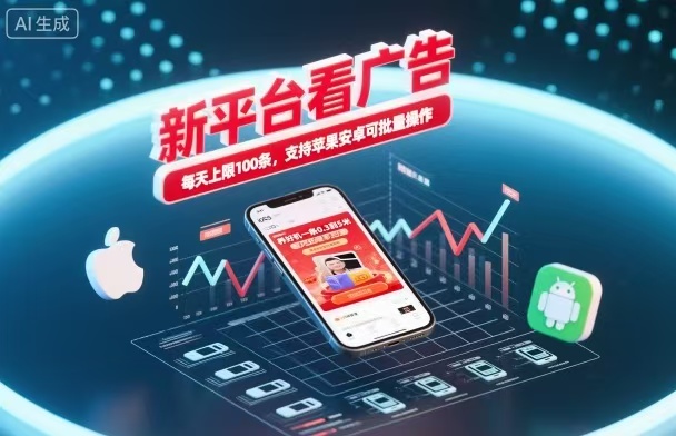 新台看广告,养好机一条5毛到5块,单机日入30到100,支持苹果安卓,可批量操作。-智富思维学堂