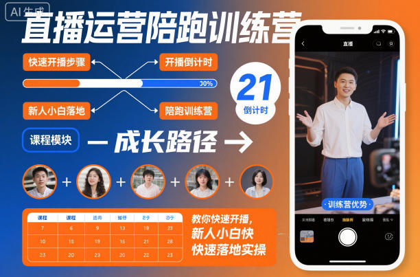 直播运营陪跑训练营,教你快速开播,新人小白快速落地实操-智富思维学堂