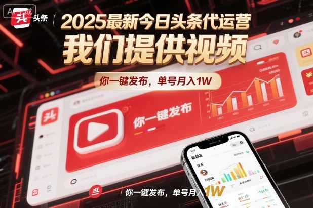 2025最新今日头条代运营,我们提供视频,你一键发布,单号月入1W【揭秘】-智富思维学堂