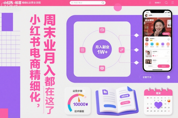 小红书电商精细化运营全流程，周末副业月入1W+，全套方法都在这了-智富思维学堂