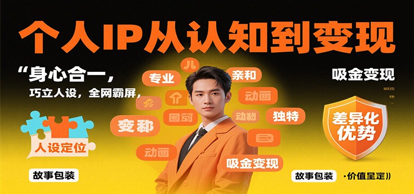 个人IP从认知到变现,身心合一,巧立人设,全网霸屏,吸金变现-智富思维学堂