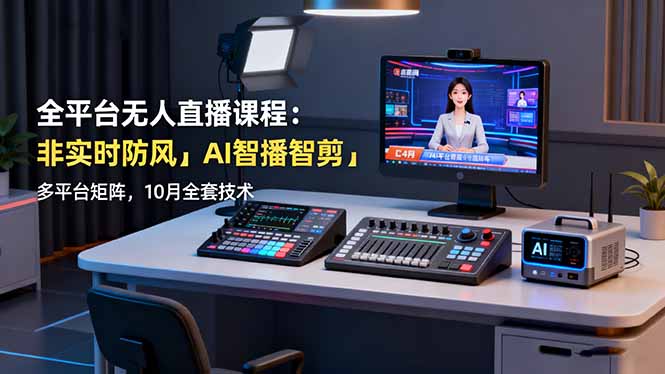 全平台无人直播课程:非实时防风+AI智播智剪+多平台矩阵,10月全套技术-智富思维学堂