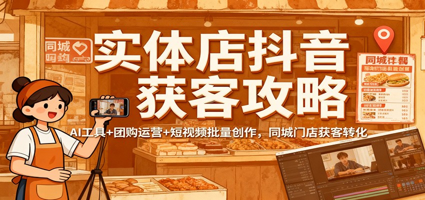 实体店抖音获客攻略：AI工具+团购运营+短视频批量创作，同城门店获客转化-智富思维学堂