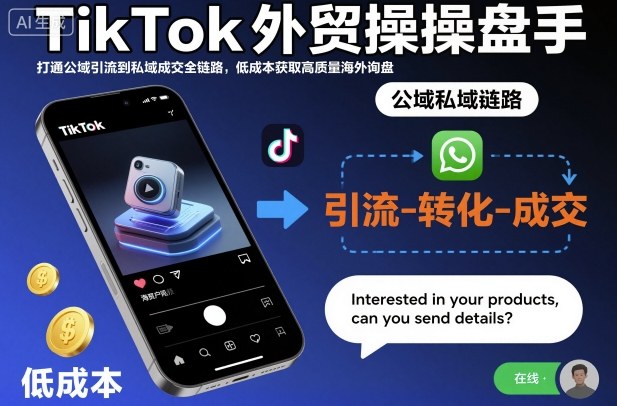 TikTok外贸操盘手,打通公域引流到私域成交全链路,低成本获取高质量海外询盘-智富思维学堂