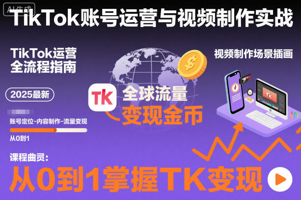 2025最新TikTok账号运营与视频制作实战全流程，从0到1掌握TK变现(含11月最新TK搬运技术)-智富思维学堂