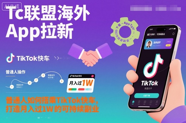 Tc联盟海外App拉新：普通人如何搭乘TikTok快车，打造月入过1W的可持续副业-智富思维学堂