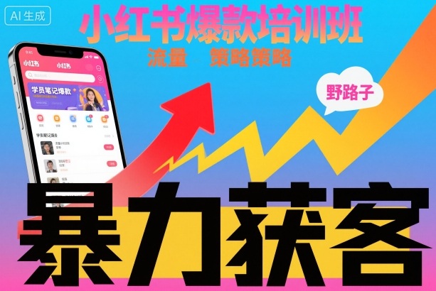 小红书爆款培训班，小红书获客野路子流量打法，暴力持续获客-智富思维学堂