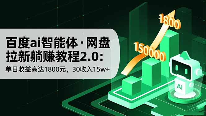 百度ai智能体·网盘拉新躺赚教程2.0:单日收益高达1800元,30收入15w+-智富思维学堂
