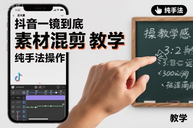 抖音一镜到底素材混剪教学，纯手法操作-智富思维学堂