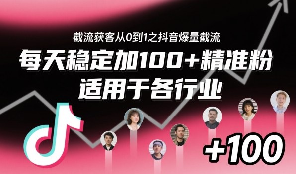 截流获客从0到1之抖音爆量截流,每天稳定加100+精准粉,适用于各行业-智富思维学堂