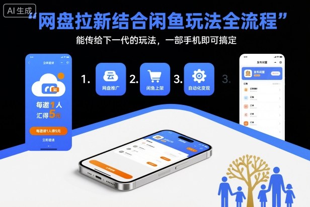 网盘拉新结合闲鱼玩法全流程，能传给下一代的玩法，一部手机即可搞定(附入口渠道以及实操教程)-智富思维学堂