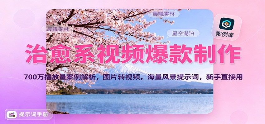 治愈系视频爆款制作，700万播放量案例解析，图片转视频，海量风景提示词，新手直接用-智富思维学堂