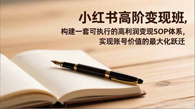 小红书高阶变现班，构建一套可执行的高利润变现SOP体系，实现账号价值的最大化跃迁-智富思维学堂