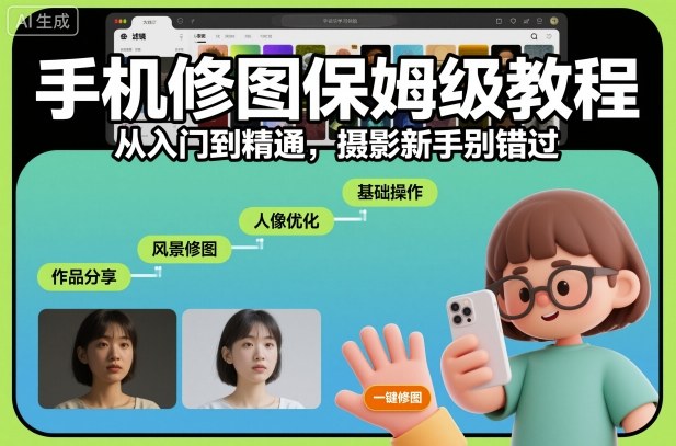 手机修图保姆级教程，从入门到精通，摄影新手别错过-智富思维学堂