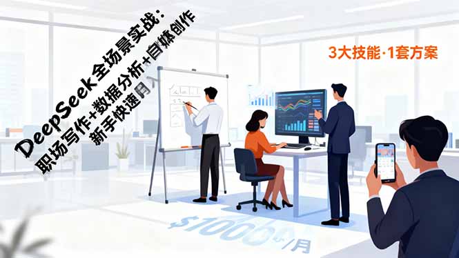 DeepSeek全场景实战：职场写作+数据分析+自媒体创作，新手快速月入过万-智富思维学堂