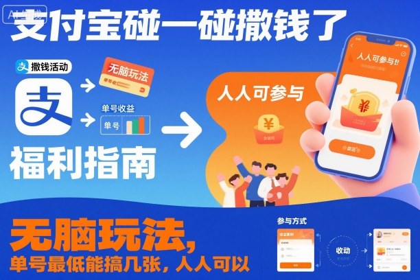 支付宝碰一碰撒钱了，无脑玩法，单号最低能搞几张，人人可以撸【揭秘】-智富思维学堂