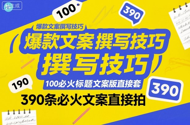 爆款文案撰写技巧，100个必火标题文案模版直接套，390条必火文案直接拍-智富思维学堂