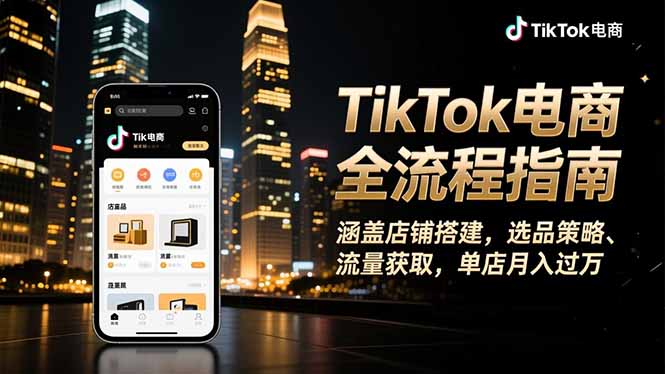 TikTok电商全流程指南，涵盖店铺搭建、选品策略、流量获取，单店月入过万-智富思维学堂