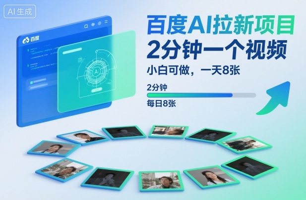 百度AI拉新项目,2分钟一个视频,小白可做,一天8张【附案例+保姆级教程】-智富思维学堂