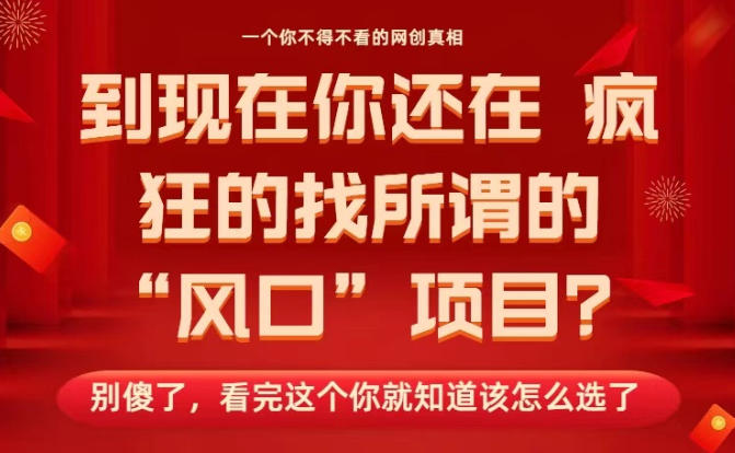 马上26年了,你还在找所谓的风口项目?别傻了,看完这个你全都懂了!【揭秘】-智富思维学堂