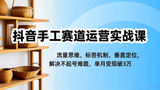 抖音手工赛道运营实战课，流量思维、标签机制、垂直定位，解决不起号难题，单月变现破3万-智富思维学堂