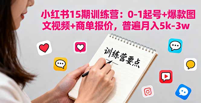小红书15期训练营：0-1起号+爆款图文视频+商单报价，普遍月入5k-3w-智富思维学堂