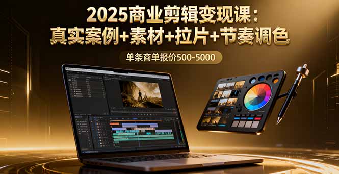 2025商业剪辑变现课：真实案例+素材+拉片+节奏调色，单条商单报价500-5000-智富思维学堂