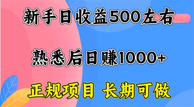 新手日收益500+ 正规项目 长期可做-智富思维学堂