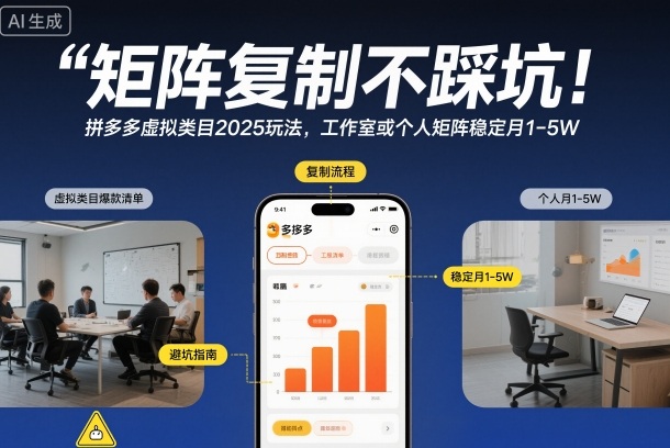 矩阵复制不踩坑!拼多多虚拟类目2025玩法,工作室或者个人矩阵稳定月1-5W【揭秘】-智富思维学堂
