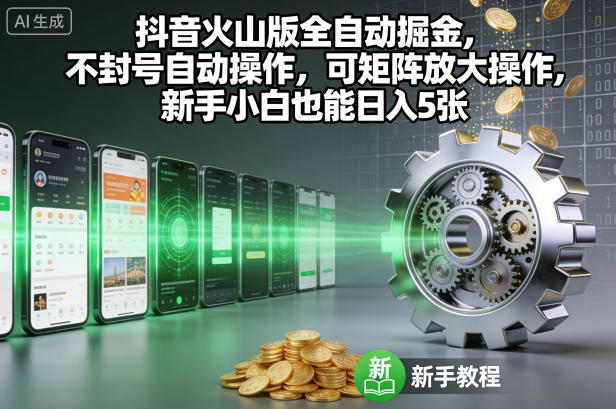 抖音火山版全自动掘金，不封号自动操作，可矩阵放大操作，新手小白也能日入5张【揭秘】-智富思维学堂