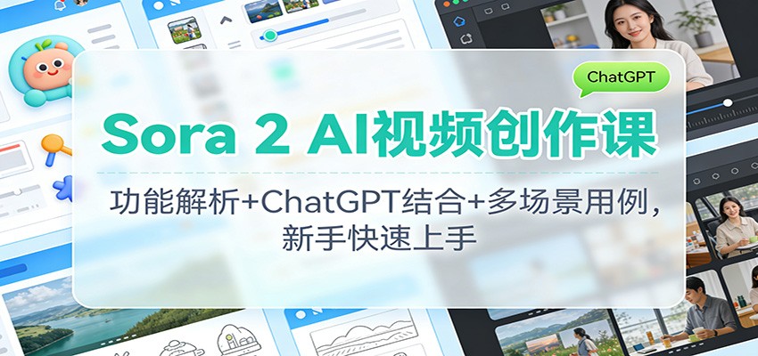 Sora 2 AI视频创作课:功能解析+ChatGPT结合+多场景用例,新手快速上手-智富思维学堂