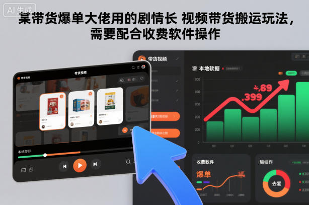 某带货爆单大佬用的剧情长视频带货搬运玩法，需要配合收费软件操作-智富思维学堂