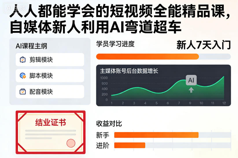 人人都能学会的短视频全能精品课，自媒体新人利用AI弯道超车-智富思维学堂