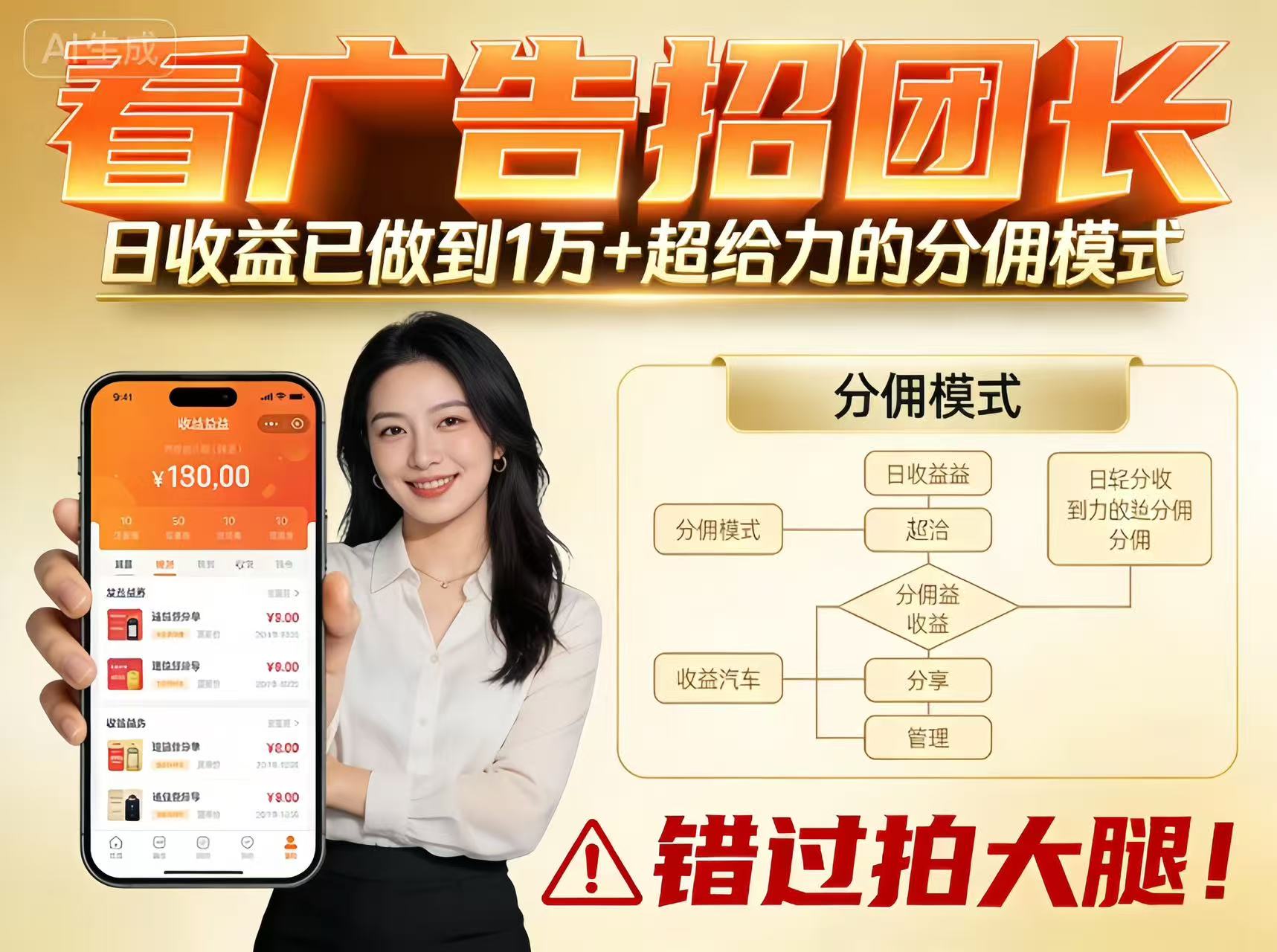 看广告招团长,团队收益已做到日入1万,分佣模式超给力,错过拍大腿-智富思维学堂