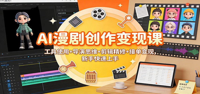 AI漫剧创作变现课：工具使用+导演思维+剪辑精修+接单变现，新手快速上手-智富思维学堂