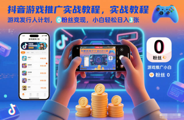 抖音游戏推广实战教程,游戏发行人计划,0粉丝变现,小白轻松日入3张-智富思维学堂