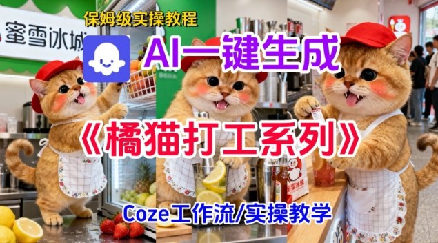 Coze扣子工作流一键生成胖橘猫打工短视频,保姆级实操搭建教学