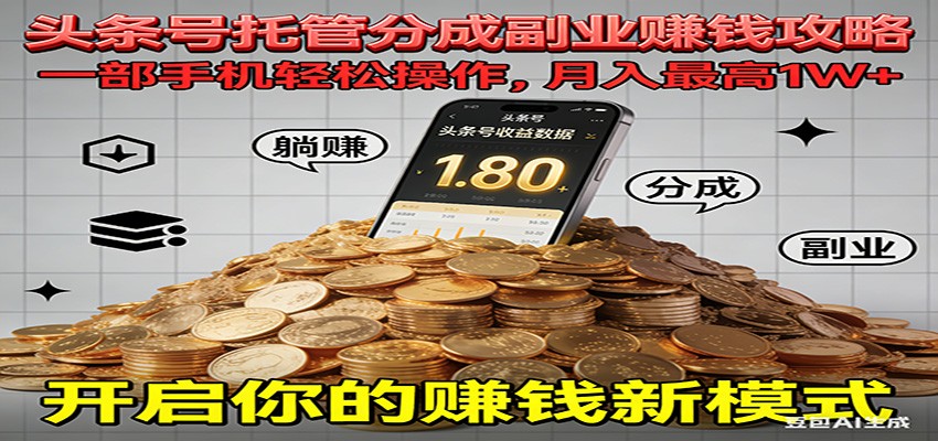 全程托管今日头条,一部手机就可以开干,最高躺赚1W+-智富思维学堂