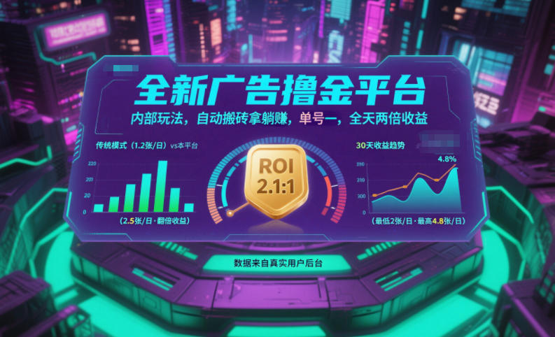 全新广告撸金平台，内部玩法，自动搬砖拿躺賺，单号一天保底2张+，全天两倍收益【揭秘】-智富思维学堂