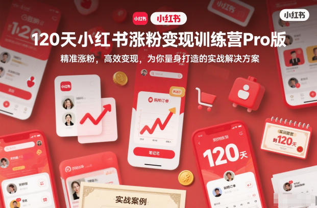 120天小红书涨粉变现训练营Pro版，​精准涨粉，高效变现​，为你量身打造的实战解决方案-智富思维学堂